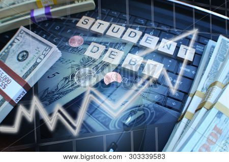 Student Debt Increasing Through Forbearance & Interest On Loan Concept High Quality