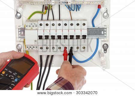 Electrician Is Testing Electrical Devices With Multimeter