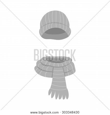 Vector Illustration Of Hat And Scarf Sign. Set Of Hat And Wool Stock Vector Illustration.