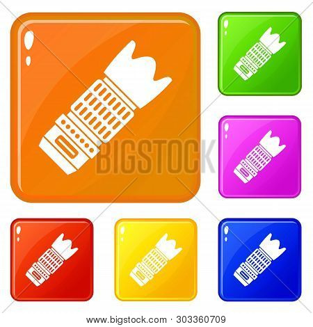Interchangeable Lens For Camera Icons Set Collection Vector 6 Color Isolated On White Background