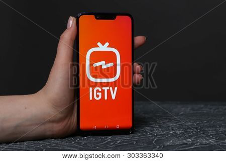 Tula, Russia - March 25, 2019: Igtv On Phone Display.