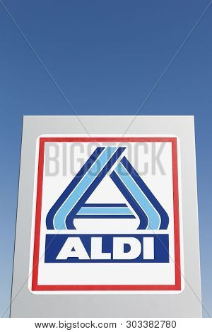 Aalborg, Denmark - May 8, 2016: Aldi Logo On A Panel. Aldi Is A Leading Global Discount Supermarket 