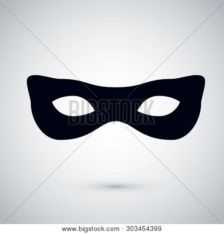 Black Female Party Mask. Festival Mask Icon. Carnival Incognito Masque. Vector Illustration Isolated