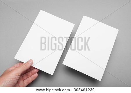 Paper Flyer A5 Mockup, Invitation Template. Front And Back Pages.