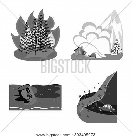 Vector Illustration Of Nature And Apocalypse  Icon. Set Of Nature And Environment  Vector Icon For S