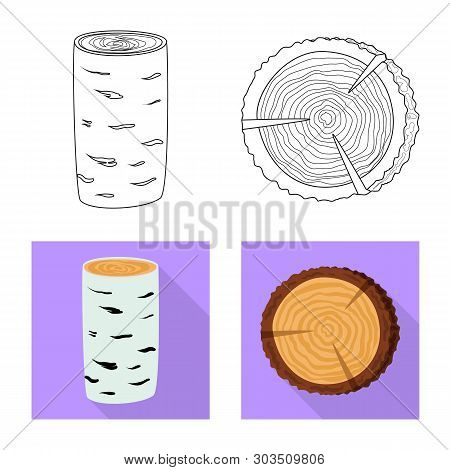 Vector Design Of Tree   And Raw  Icon. Set Of Tree   And Construction Vector Icon For Stock.