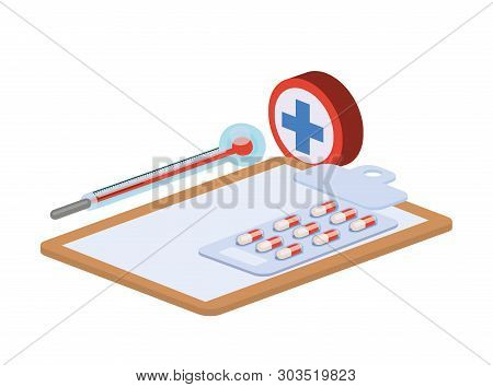 Medicine Objects On White Background Vector Illustration Design