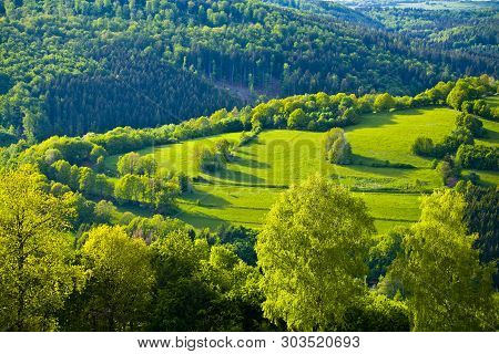 Green Idyll In The Rhoen In The Heart Of Bavaria, Germany