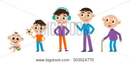Set Of Cute Man In Cartoon Style Isolated On White.