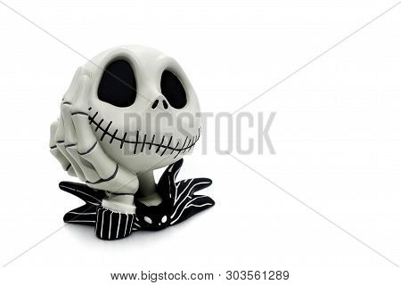 Chainat Province, Thailand, January 31, 2018. Illustrative Editorial Jack Skellington Figurine ,