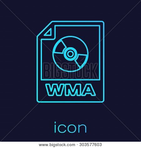 Turquoise Wma File Document Icon. Download Wma Button Line Icon Isolated On Blue Background. Wma Fil