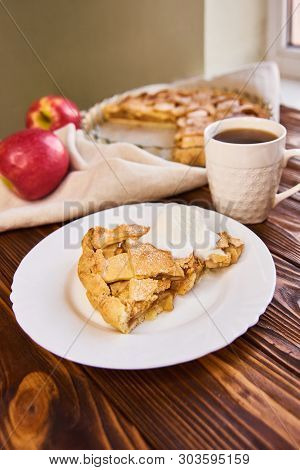 A Finished Plate And Spoon, After Eating Apple Pie A La Mode. Part Of A Series Of Images Showing The