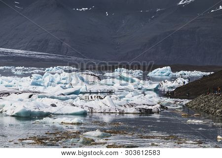 Melting Tongue Of The Breidamerkurjokull Glacier Summer Season