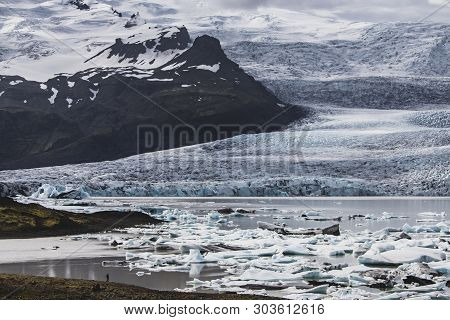 Melting Tongue Of The Breidamerkurjokull Glacier Summer Season