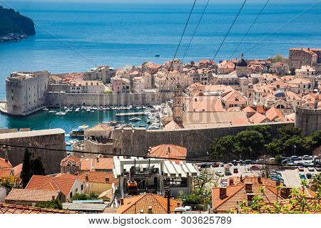 View Of Dubrovnik City And Cable Car Taken From Mount Srd