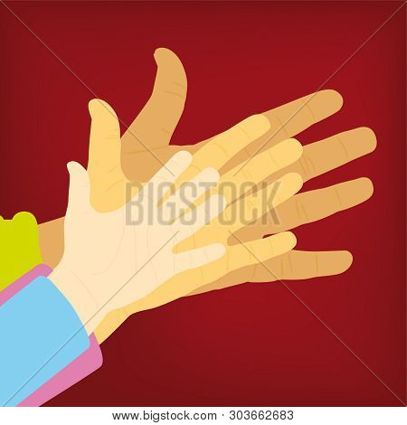 Three Hands Of Adult, Young And Chid. Isolate Silhouettes.