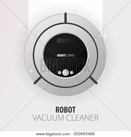 Robot Vacuum Cleaner On White Floor. Smart Technologies.