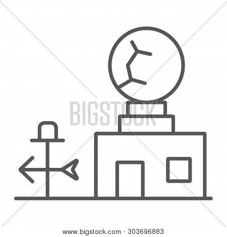 Weather Station Thin Line Icon, Anemometer And Forecast, Meteorogical Station Sign, Vector Graphics,