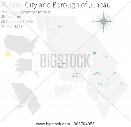 Large And Detailed Map Of City And Borough Of Juneau In Alaska, Usa.