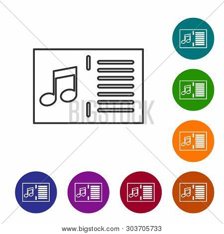 Grey Music Book With Note Line Icon Isolated On White Background. Music Sheet With Note Stave. Noteb