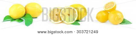 Collage Of Lemons Isolated On A White Background Cutout