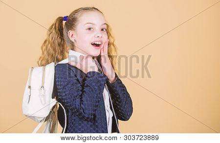 Girl Little Fashionable Cutie Carry Backpack. Popular Useful Fashion Accessory. Schoolgirl Ponytails