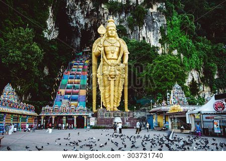 Batu Caves, Kuala Lumpur, May, 2019 : The Batu Caves Lord Murugan Statue, Malaysia