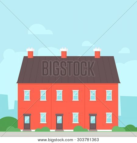 Triplex Detached House. Real estate clipart image