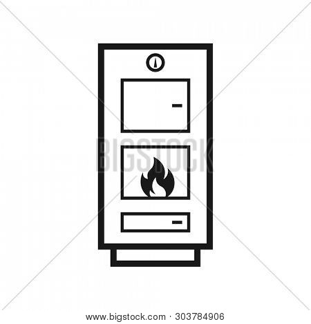 Solid Fuel Boiler outline icon. Clipart image isolated on white background