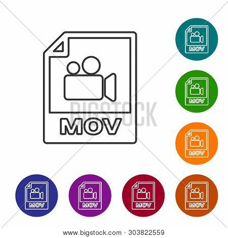 Grey Mov File Document Icon. Download Mov Button Line Icon Isolated On White Background. Mov File Sy