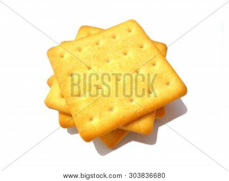 Tasty Salty Biscuits On A White Background