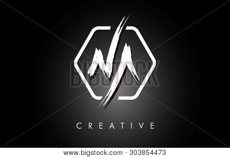 Na N A Brushed Vector Letter Logo Design With Creative Modern Brush Lettering Texture And Hexagonal 