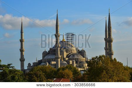 Famous Blue Mosque In Istanbul, Turkey