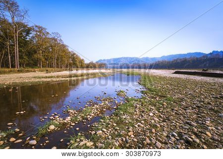 Beautiful Landscape Madi River Background Chitwan National Park Nepal