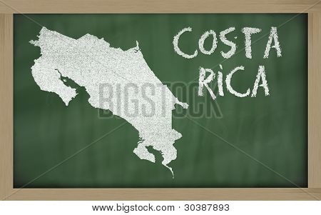 Mappa di contorno della Costa Rica sulla lavagna