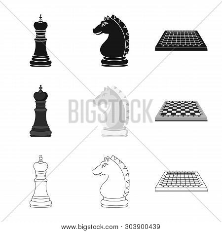 Vector Design Of Checkmate And Thin Logo. Set Of Checkmate And Target Stock Vector Illustration.