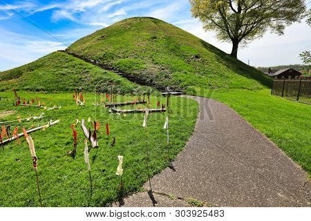 Moundsville, West Virginia, just outside of Wheeling, is home to the Grave Creek Mound.  This historic burial mound was built by the Arena people sometime before Christ.  
