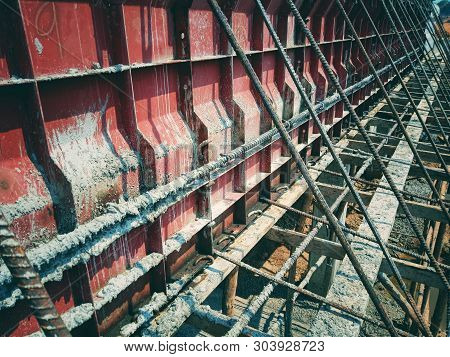 Concrete Formwork Of Bridge Rails In Thailand