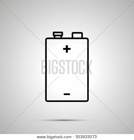 9v Battery, Simple Black Icon With Shadow