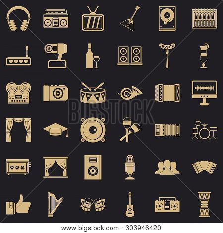 Music Icons Set. Simple Style Of 36 Music Vector Icons For Web For Any Design