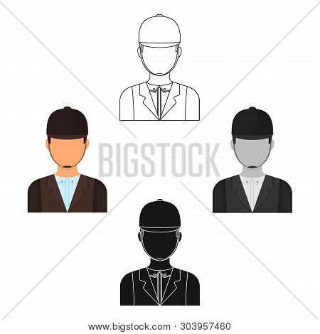 Jockey Icon In Cartoon, Black Style Isolated On White Background. Hippodrome And Horse Symbol Stock 