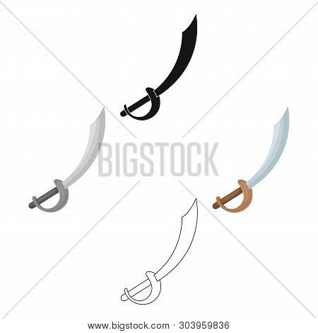Pirate Sabre Icon In Cartoon, Black Style Isolated On White Background. Pirates Symbol Stock Vector 