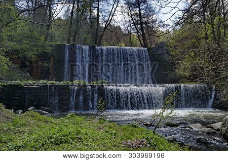 General View Of Part At Waterfall Cascade Of River Bistritsa Between Village  Bistritsa And Village 