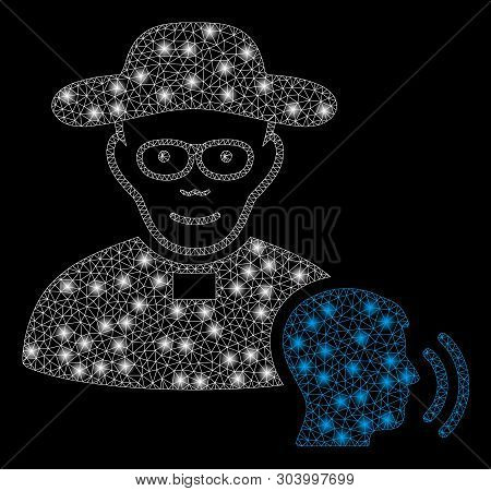 Bright Mesh Believer Confession With Glow Effect. Abstract Illuminated Model Of Believer Confession 