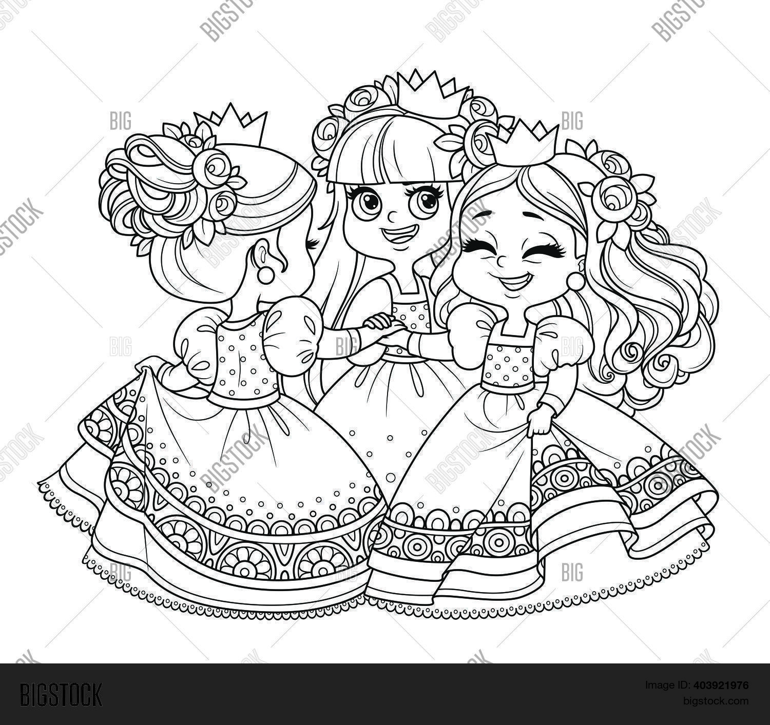 Three Cute Princesses Vector & Photo (Free Trial) | Bigstock