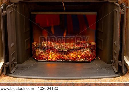 Flickering Effects Ceramic Wood Logs In Electronic Firebox