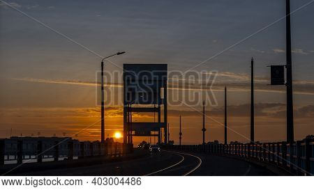 View Of A Beautiful Sunset In Background Of Mare Island In Vallejo, Ca. , Solano County Seen From Th