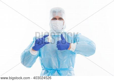Medical Prescription. Pharmacist Give Thumbs Up For Bottle With Medication. Prescription Medicine. A