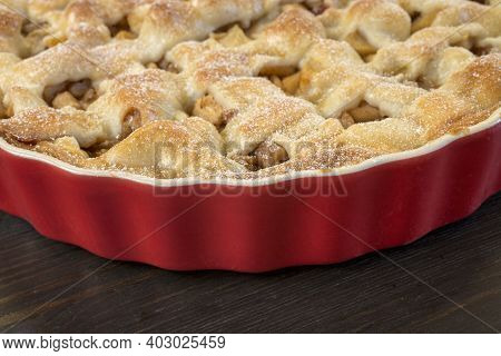 Delicious Applepie On Wooden Table, Fresh, Baked