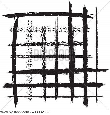 Set Of Grunge Stroke Brushes. Distress Line Design Elements Collection. Dirty Artistic Template. Eps